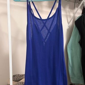 Dark blue tank top with back detailing